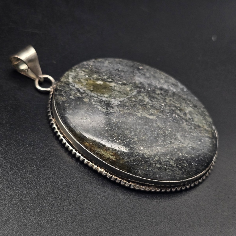 Sterling Silver Black Sunstone Pendant Necklace Black Cord